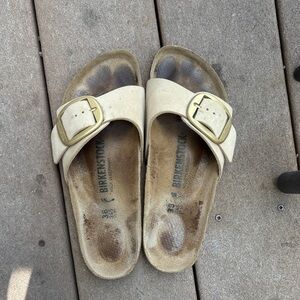 Birkenstock Madrid Sandals - Tan with Gold Buckle
